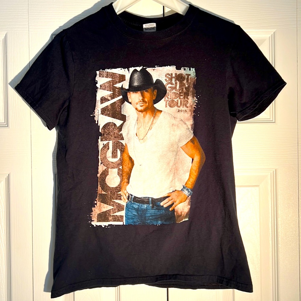 TIM MCGRAW 2015 SHOT GUN RIDER Tour Black Adult Size S T-Shirt Concert Tee